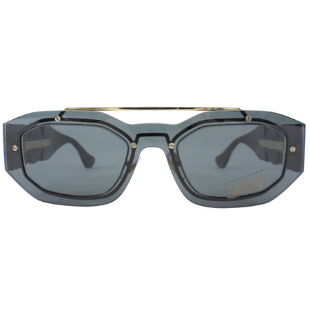 Versace MOD 2235 Medusa Icon Black Translucent Acetate and Goldtone Rectangle Sunglasses