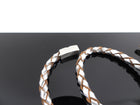 Tate Ossian Silver Leather Braided Double Bracelet