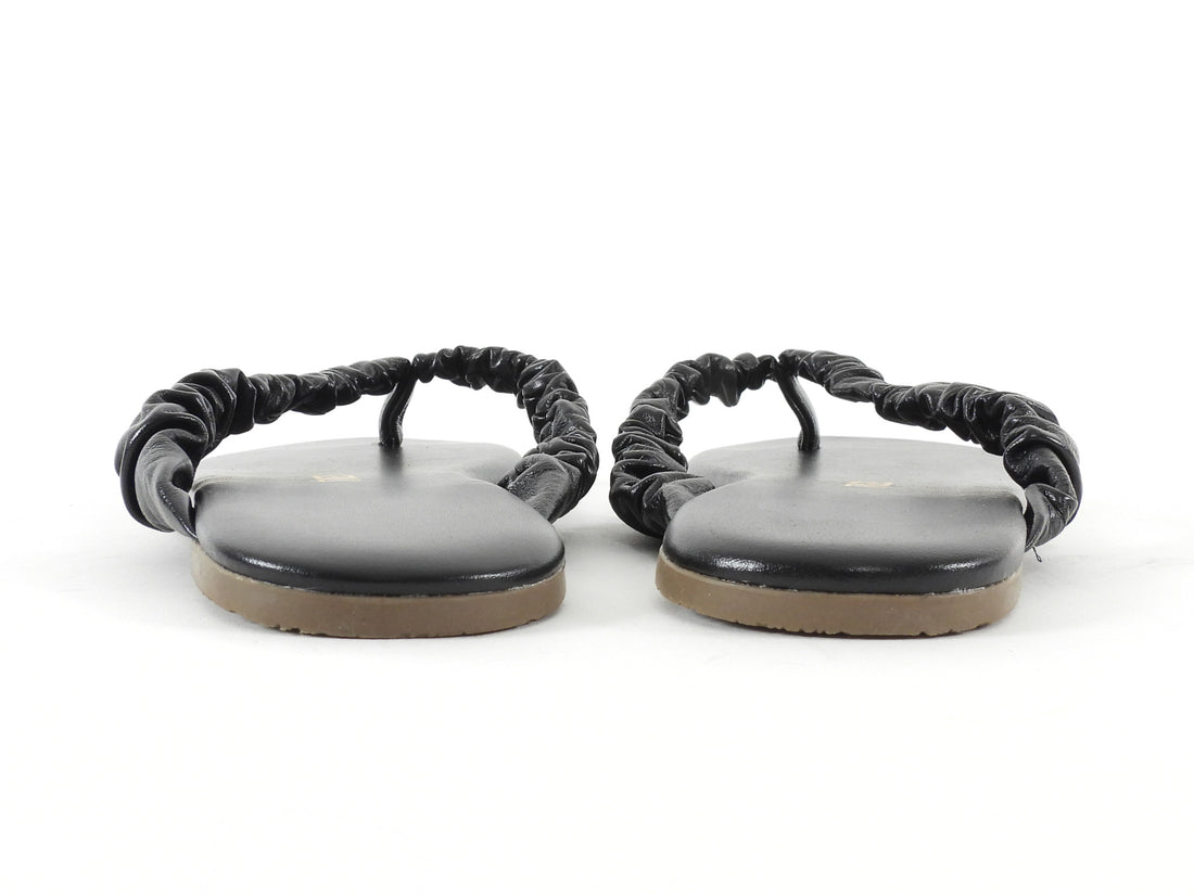 Tkees Black Scrunch Leather Savanna Thong Sandals - US 7 /  EU 38
