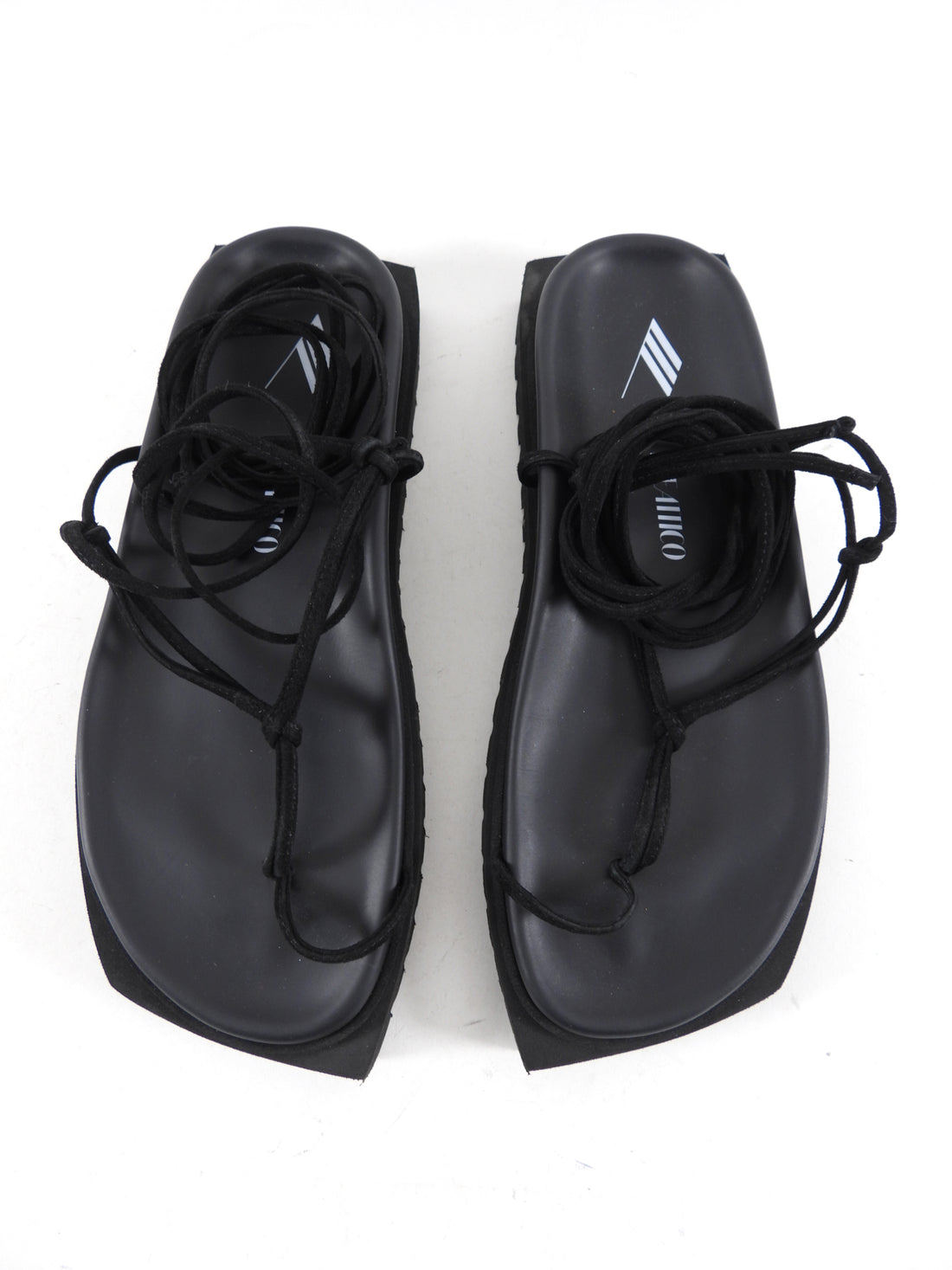 The Attico Black Flatform Lace Up Wrap Sandals - 39 / 9