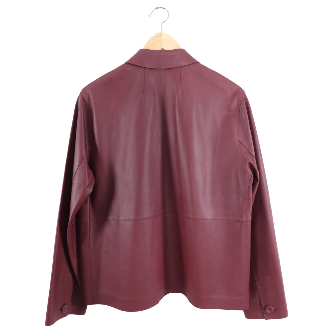 The Row Burgundy Leather Frim Jacket - XS / S