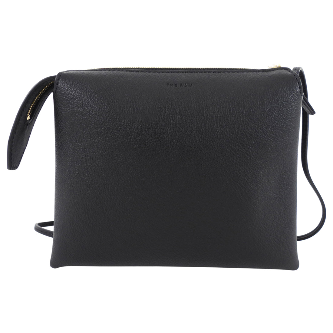 The Row Black Leather Nu Mini Twin Crossbody Zip Bag