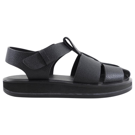 The Row Black Leather The Fisherman Sandals - 37.5