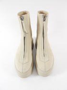 The Row Ivory Textured Nubuck Zip Platform Ankle Boots - 37
