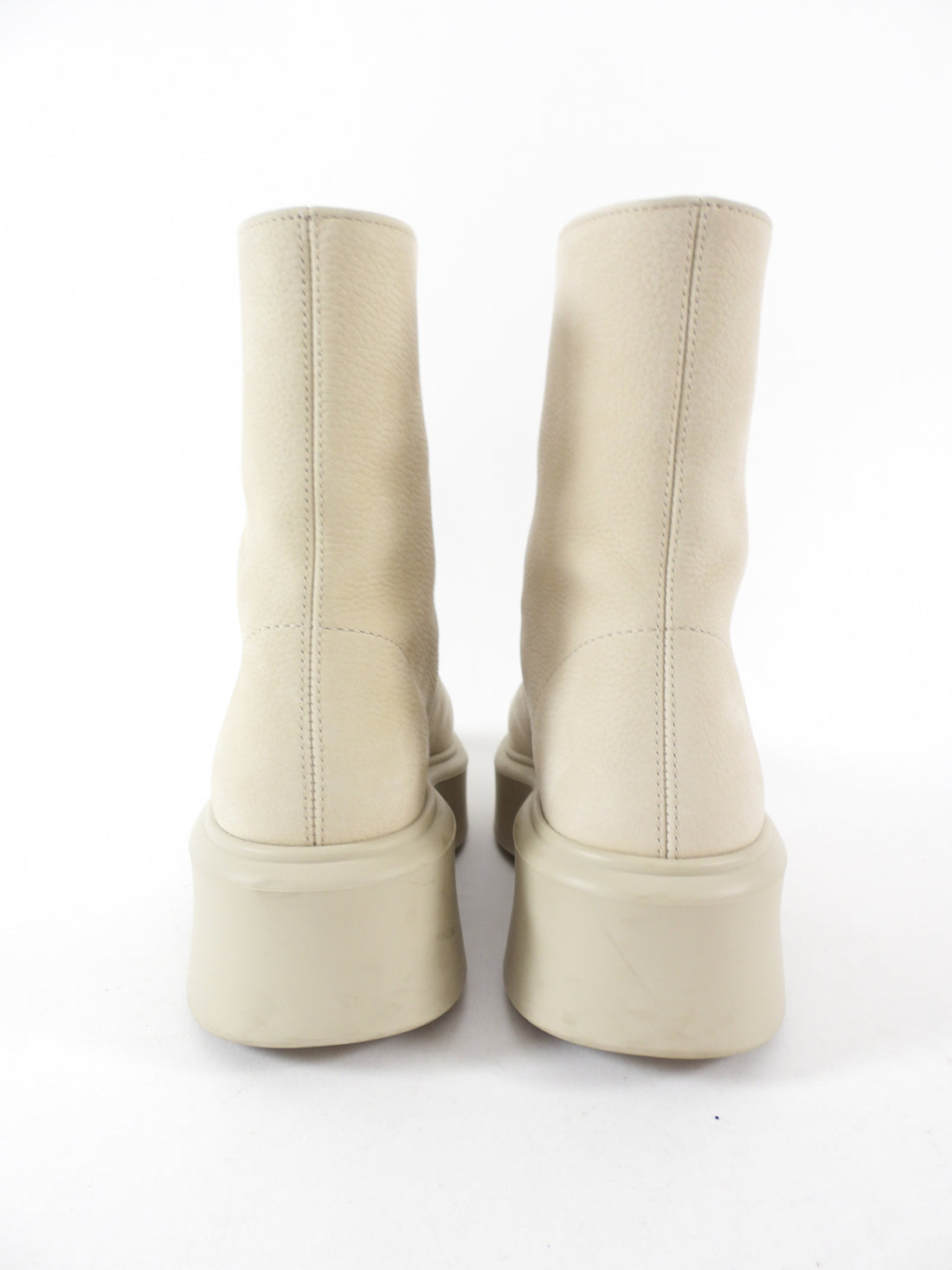The Row Ivory Textured Nubuck Zip Platform Ankle Boots - 37