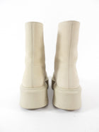The Row Ivory Textured Nubuck Zip Platform Ankle Boots - 37