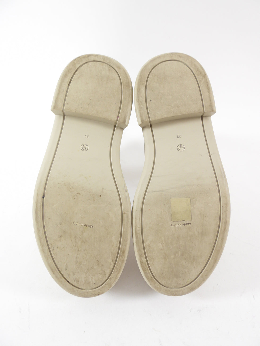 The Row Ivory Textured Nubuck Zip Platform Ankle Boots - 37