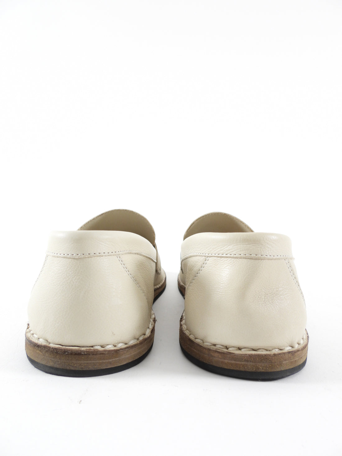 The Row Ivory Leather Cary Loafers - 37 / 37.5