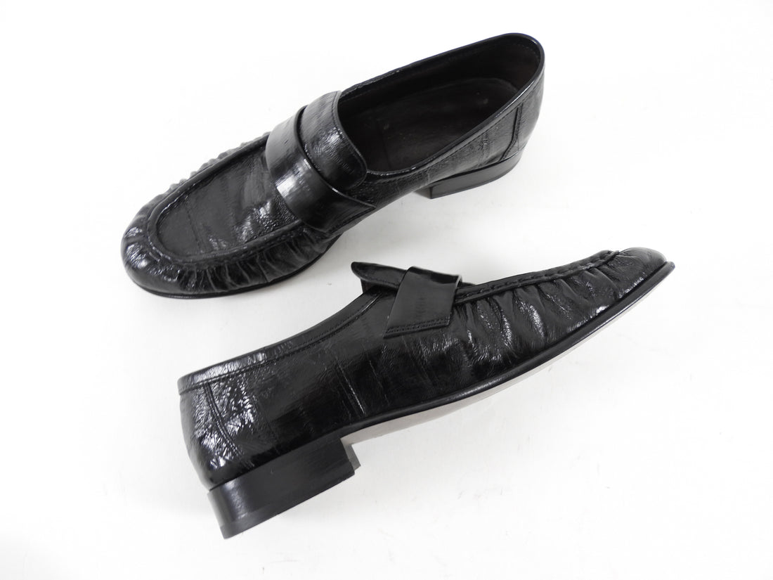 The Row Black Soft Loafer in Eel- 36.5