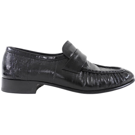 The Row Black Soft Loafer in Eel- 36.5