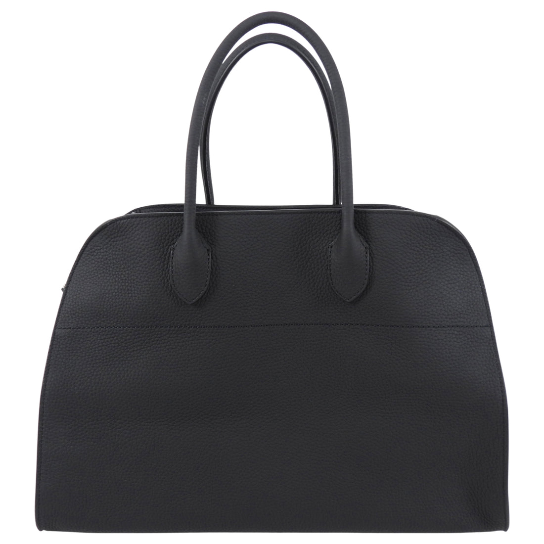 The Row Black Matte Grained Leather Soft Margaux 15 Tote Bag