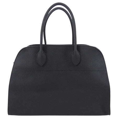 The Row Black Matte Grained Leather Soft Margaux 15 Tote Bag