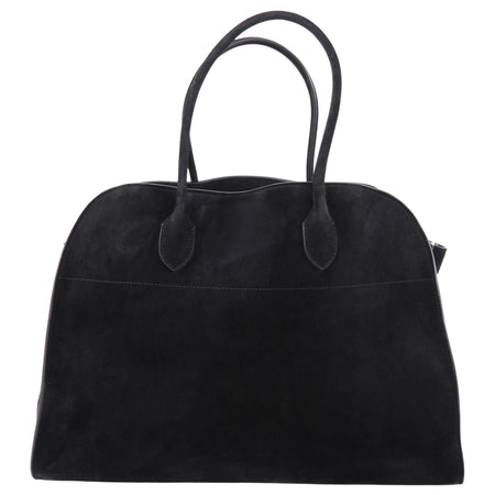 The Row Black Suede Soft Margaux 17 Tote Bag