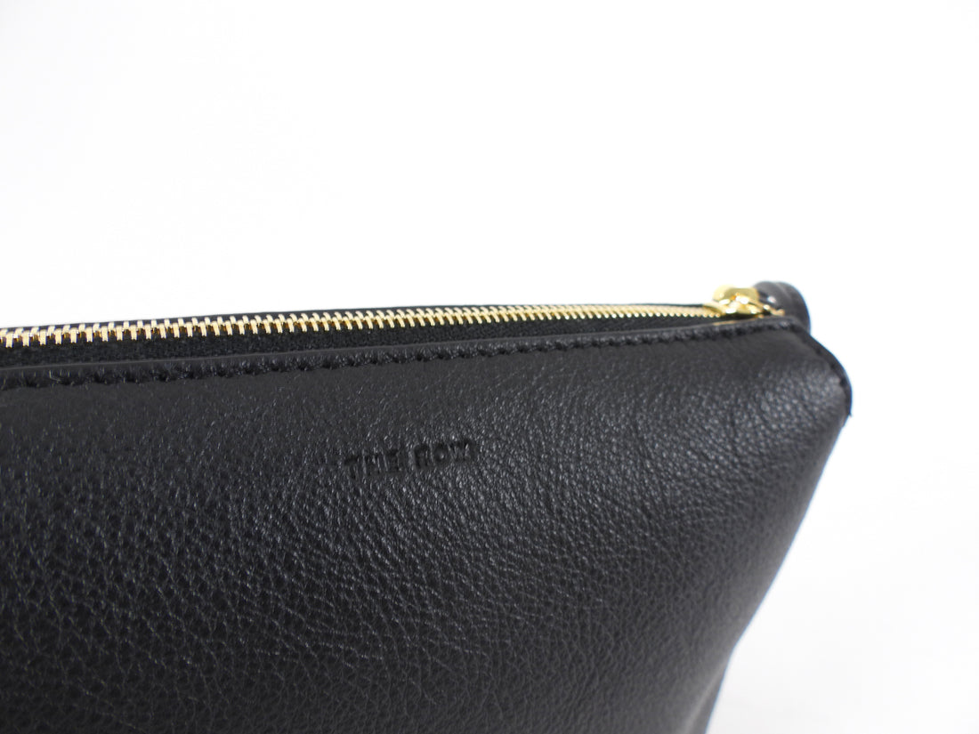 The Row Black Leather Nu Mini Twin Crossbody Zip Bag