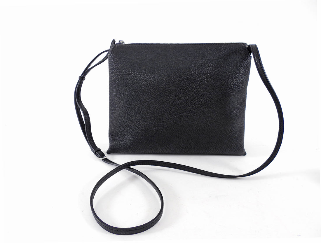 The Row Black Grained Leather Nu Twin Crossbody Bag