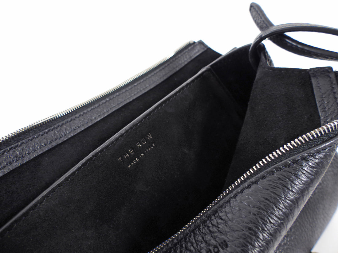 The Row Black Grained Leather Nu Twin Crossbody Bag