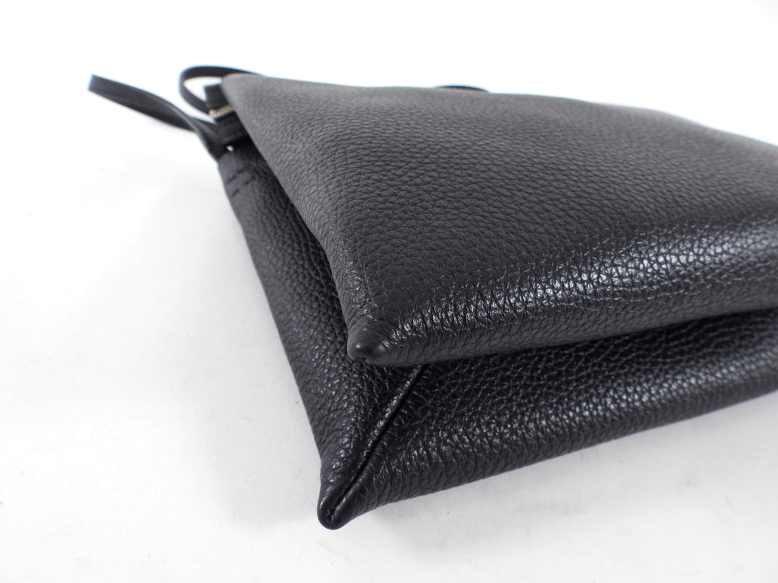 The Row Black Grained Leather Nu Twin Crossbody Bag