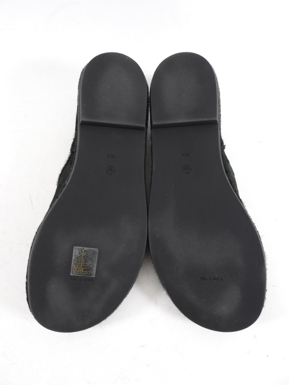 The Row Canal Black Pony Hide Flat Shoes - 37