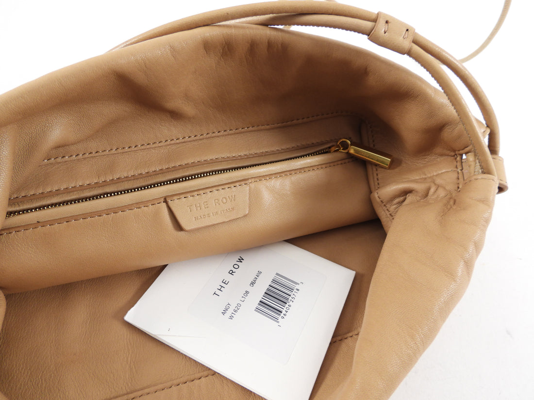 The Row Angy Leather Drawstring Bag - Cream (tan)