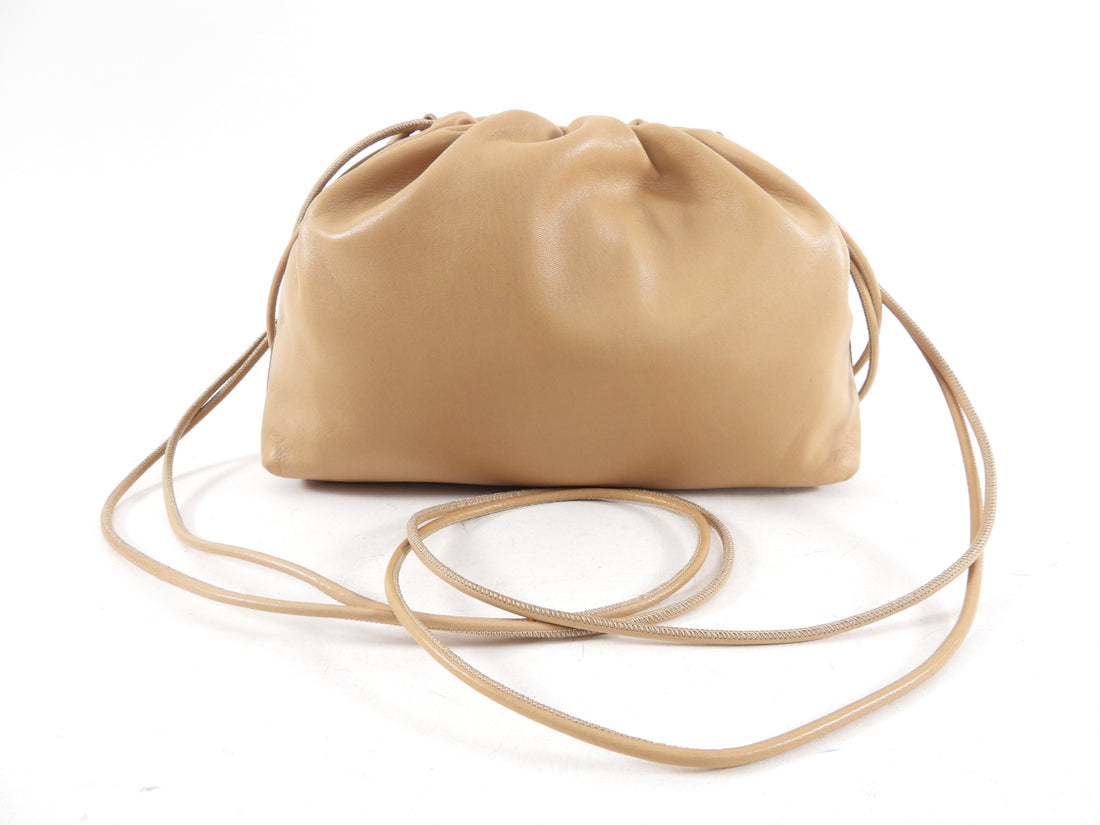 The Row Angy Leather Drawstring Bag - Cream (tan)