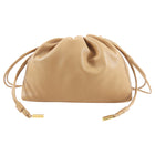 The Row Angy Leather Drawstring Bag - Cream (tan)