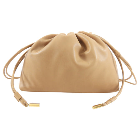 The Row Angy Leather Drawstring Bag - Cream (tan)