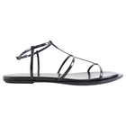 The Row Black Strappy Leather T Bar Flat Sandals - 37 / 7