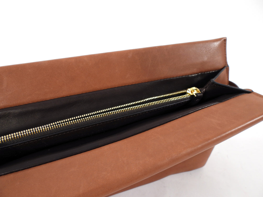 The Row Brown Soft Calfskin Sienna Clutch Bag
