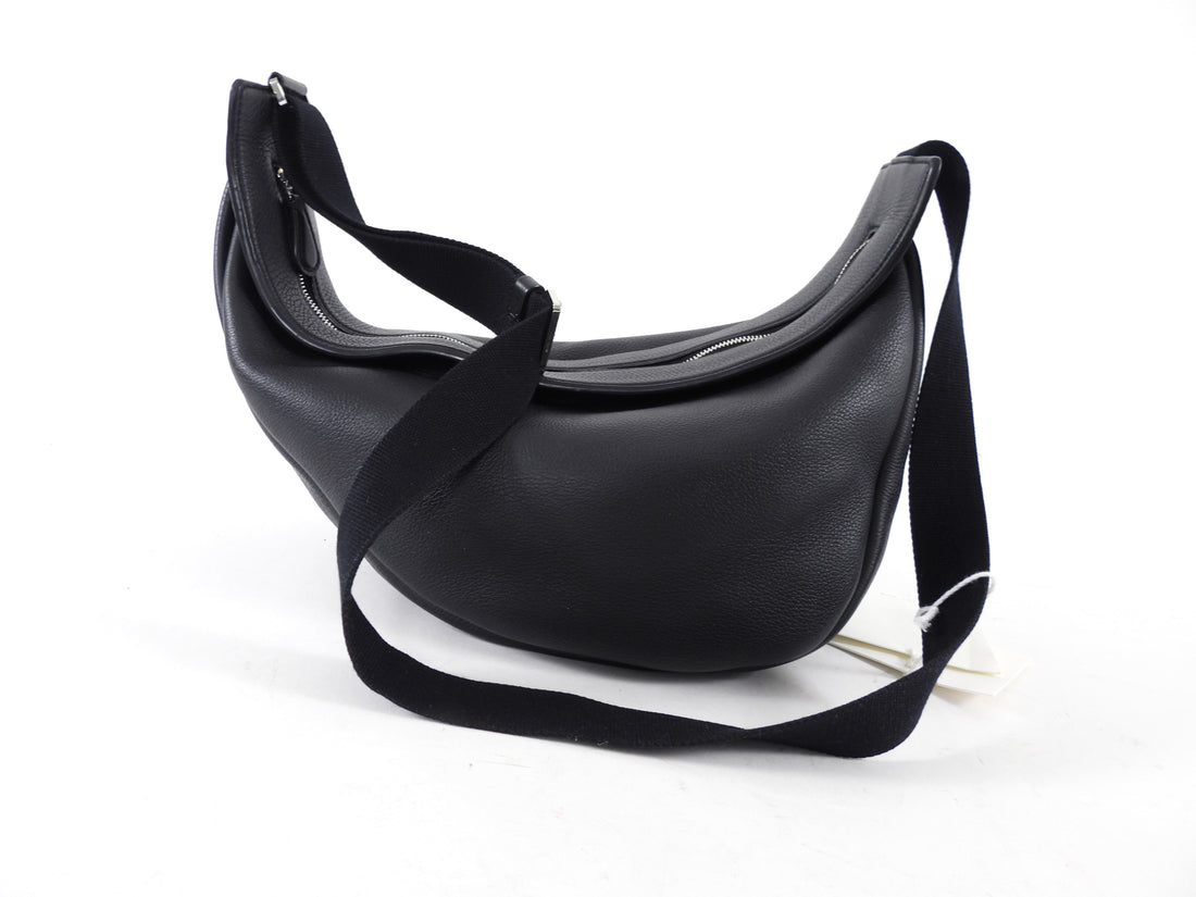 The Row Black Leather Slouchy Banana Bag