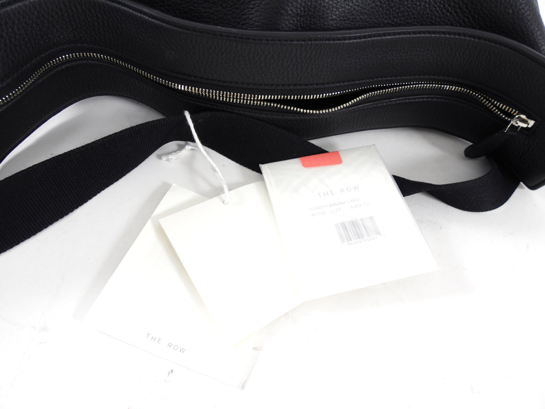 The Row Black Leather Slouchy Banana Bag