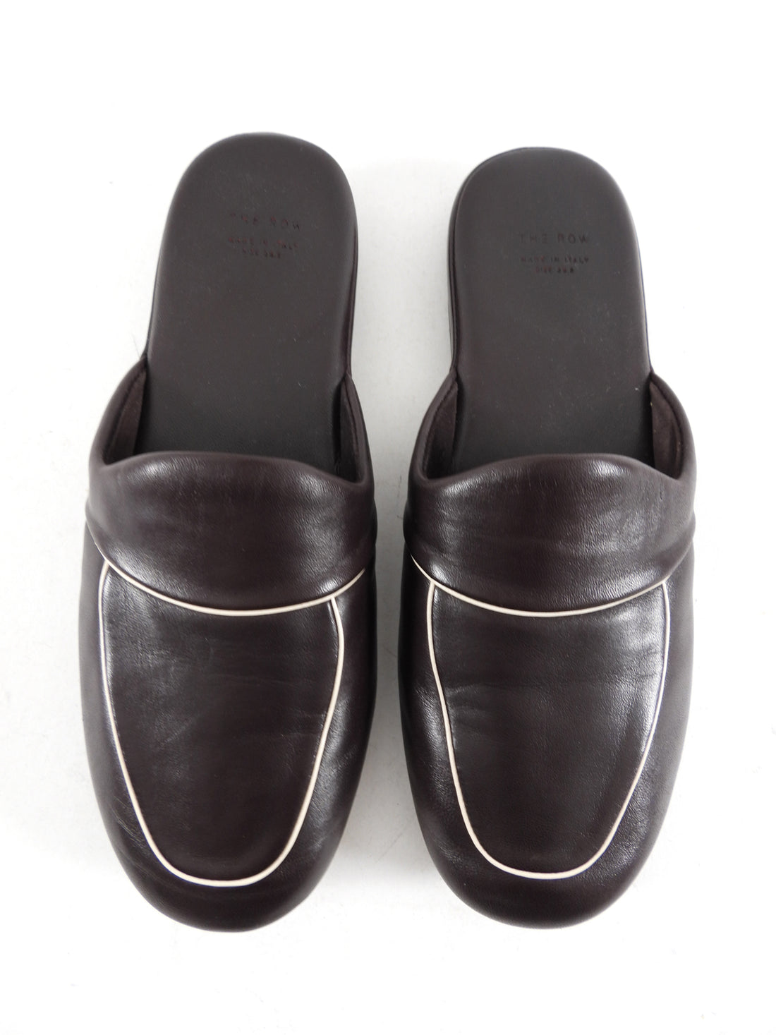 The Row Dark Brown Beck Leather Mules / Slippers - 36.5