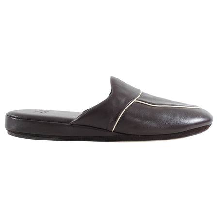 The Row Dark Brown Beck Leather Mules / Slippers - 36.5