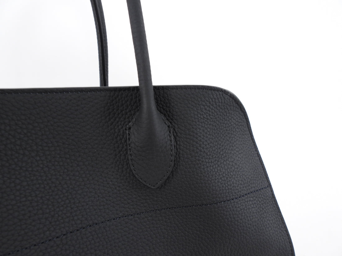 The Row Black Matte Grained Leather Soft Margaux 15 Tote Bag