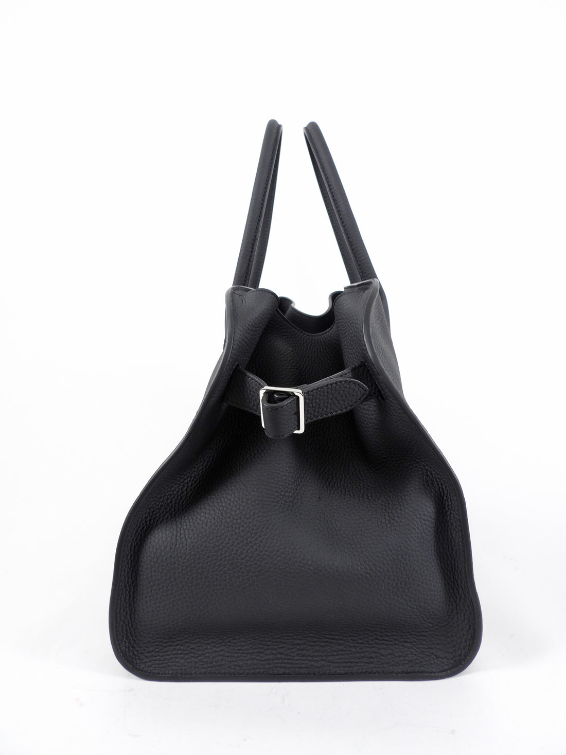 The Row Black Matte Grained Leather Soft Margaux 15 Tote Bag