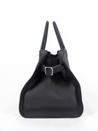 The Row Black Matte Grained Leather Soft Margaux 15 Tote Bag