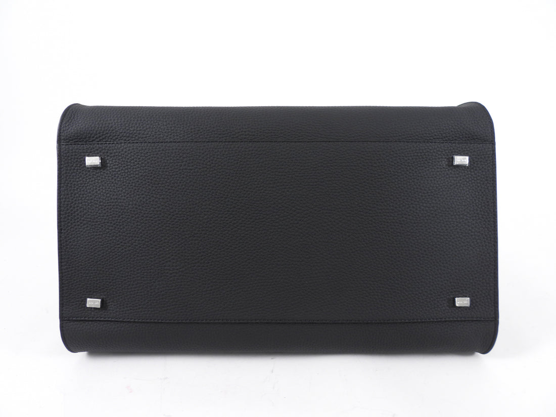 The Row Black Matte Grained Leather Soft Margaux 15 Tote Bag