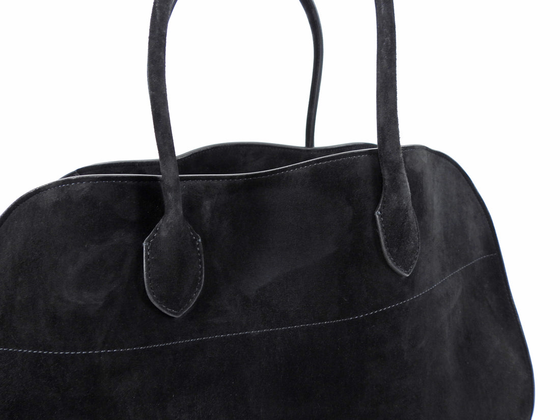 The Row Black Suede Soft Margaux 17 Tote Bag