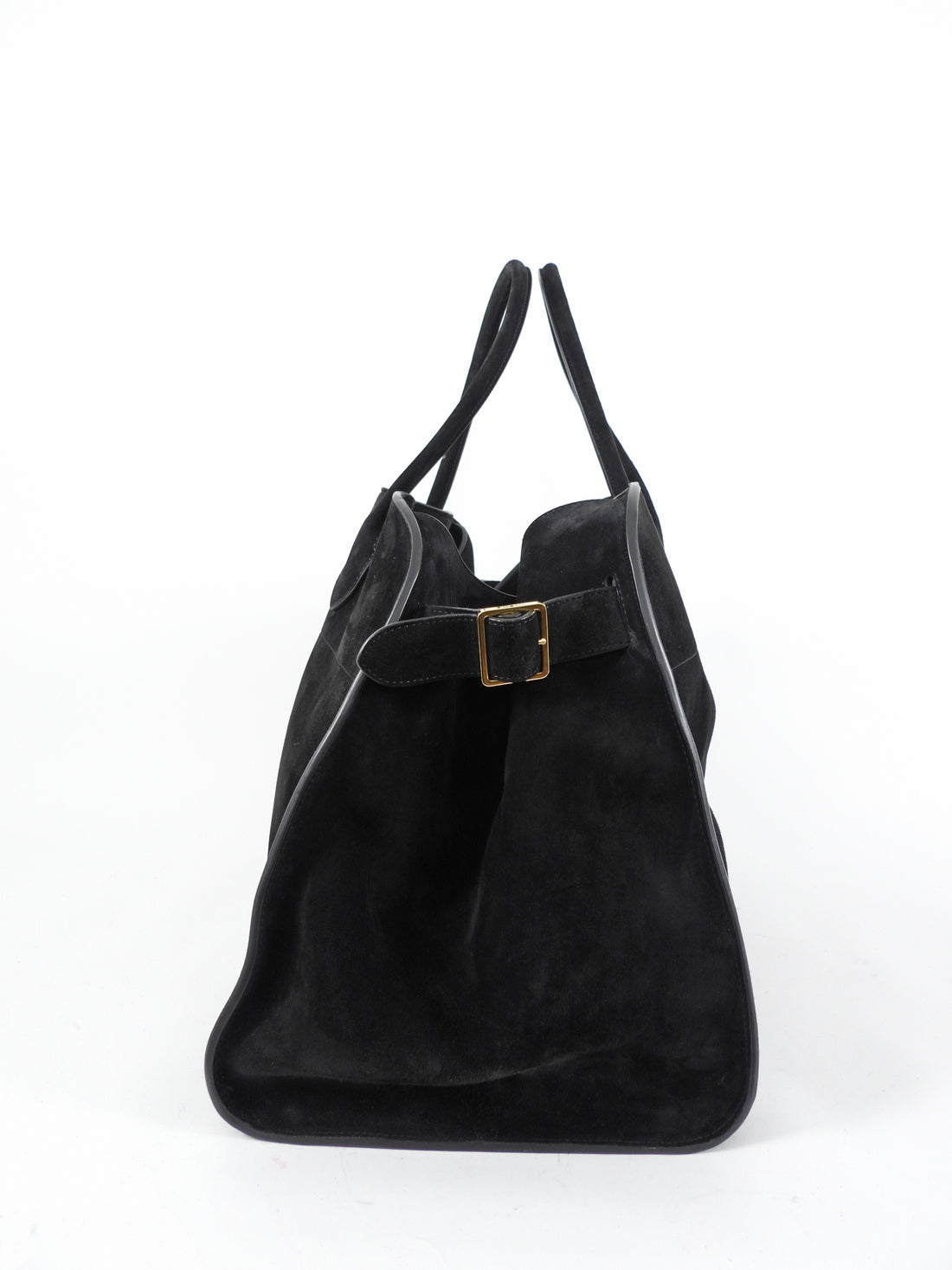 The Row Black Suede Soft Margaux 17 Tote Bag