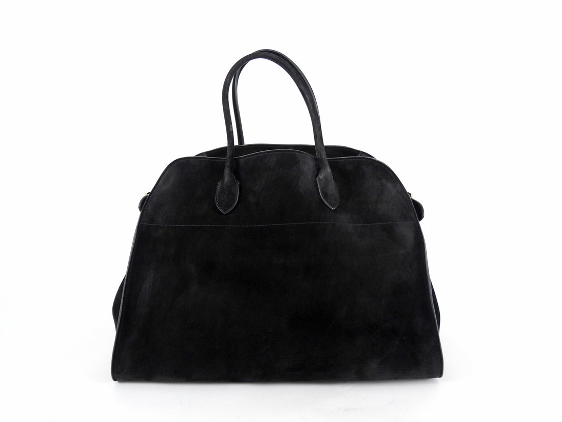 The Row Black Suede Soft Margaux 17 Tote Bag