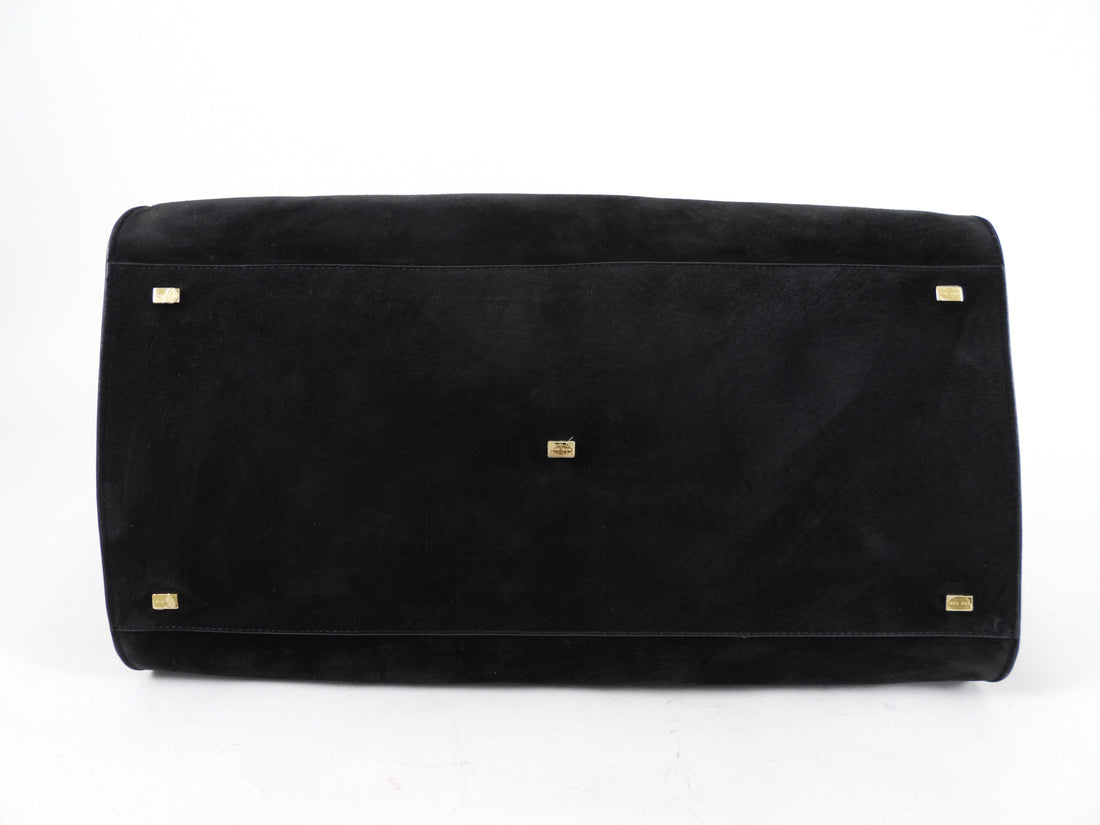 The Row Black Suede Soft Margaux 17 Tote Bag