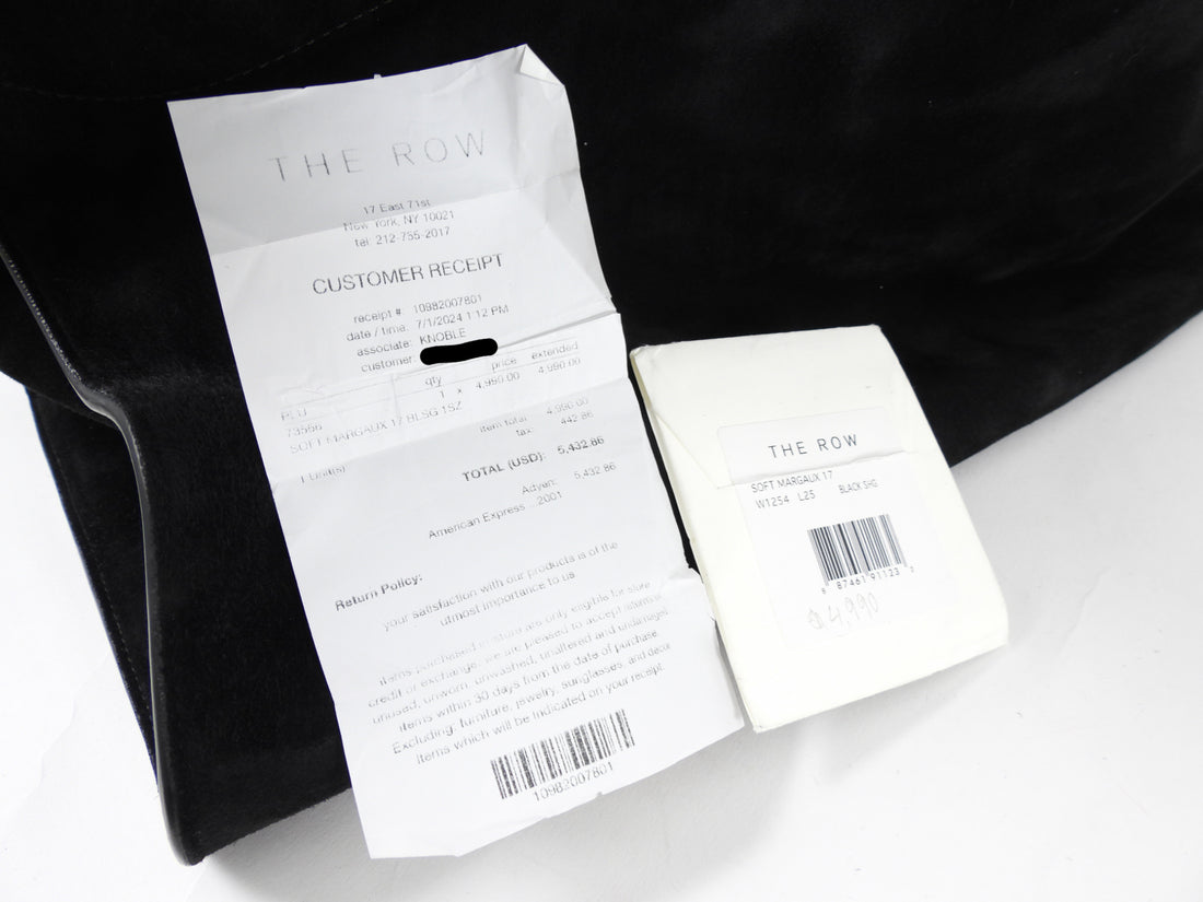 The Row Black Suede Soft Margaux 17 Tote Bag