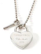 Tiffany & Co. 925 Sterling Silver Heart Padlock and Key on Chain