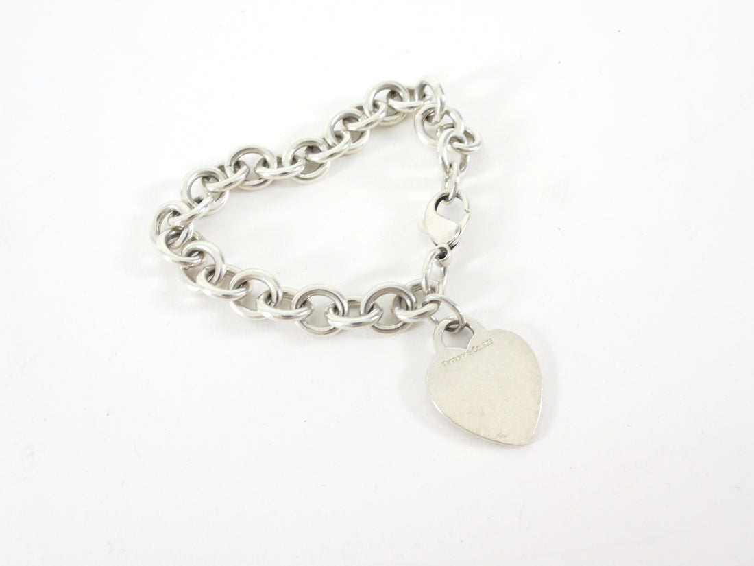 Tiffany & Co. Sterling Silver Plain Heart Tag Link Bracelet
