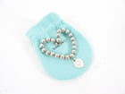 Tiffany & Co. Sterling Silver 8mm Bead Bracelet with Blue Heart
