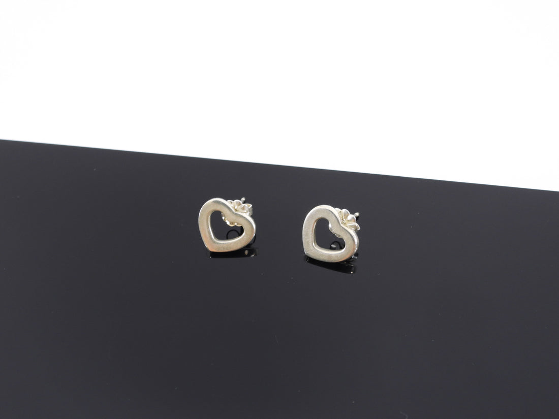Tiffany & Co.  Sterling Silver Small Open Heart Earrings