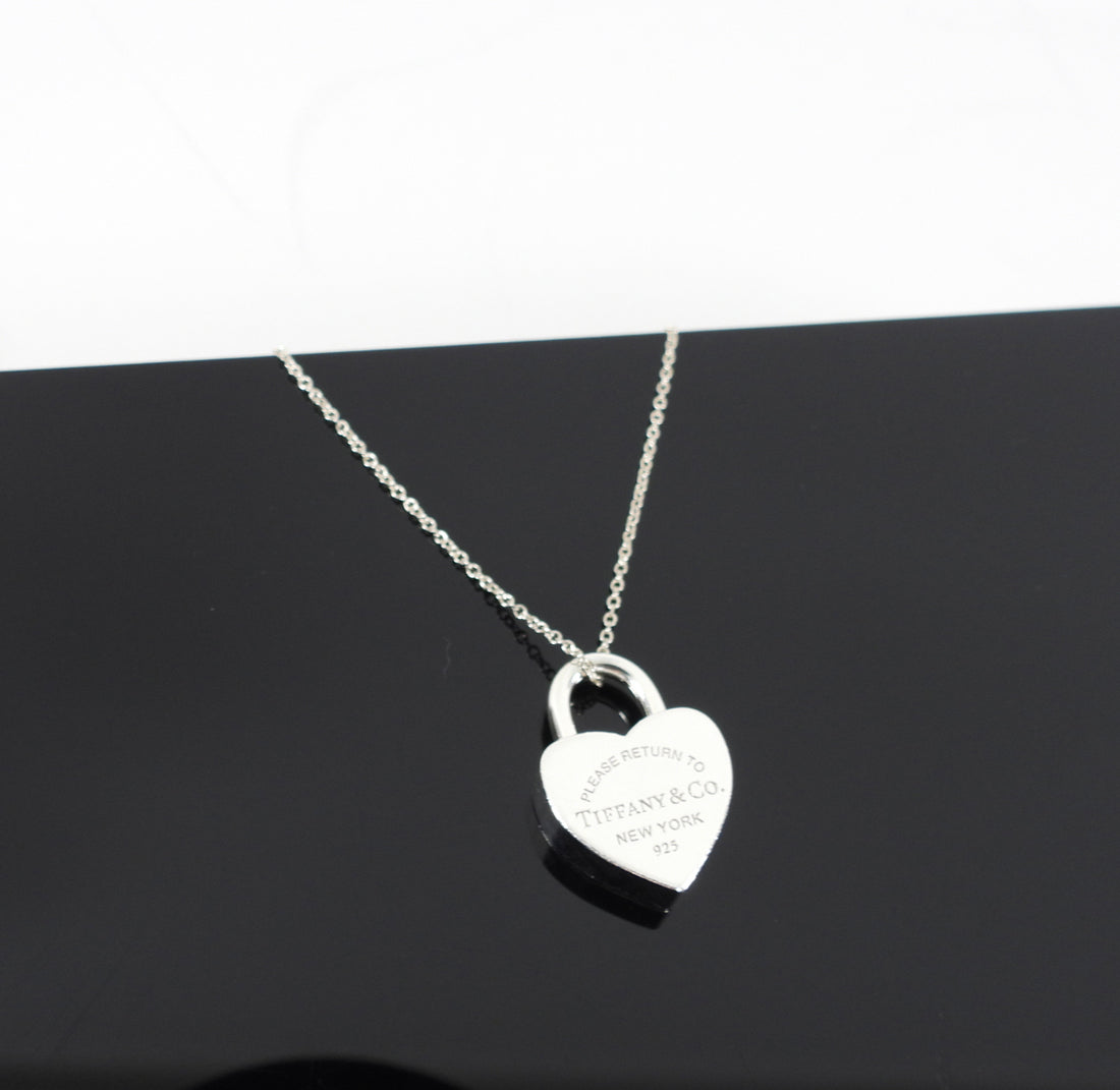 Tiffany & Co.  Sterling Silver Heart Padlock Necklace