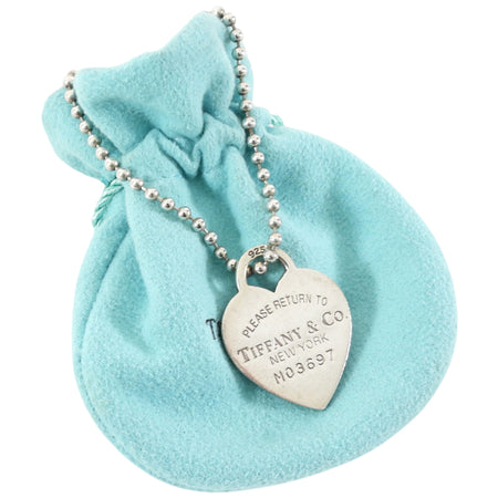 Tiffany & Co.  Sterling Silver Heart Tag Bathtub Chain Long Necklace