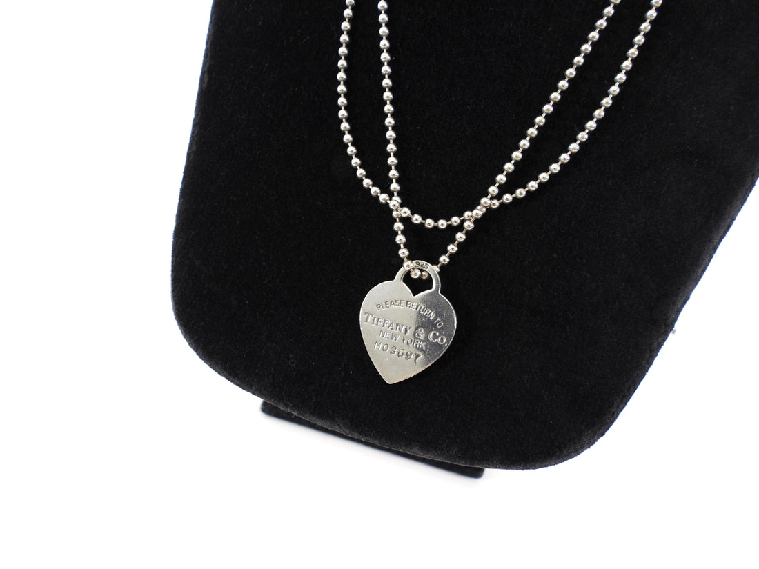 Tiffany & Co.  Sterling Silver Heart Tag Bathtub Chain Long Necklace