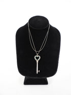 Tiffany & Co.  Sterling Silver Key with Blue Enamel Heart Long Necklace