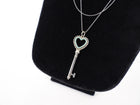 Tiffany & Co.  Sterling Silver Key with Blue Enamel Heart Long Necklace